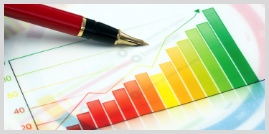 Internet Marketing Results chart with pen